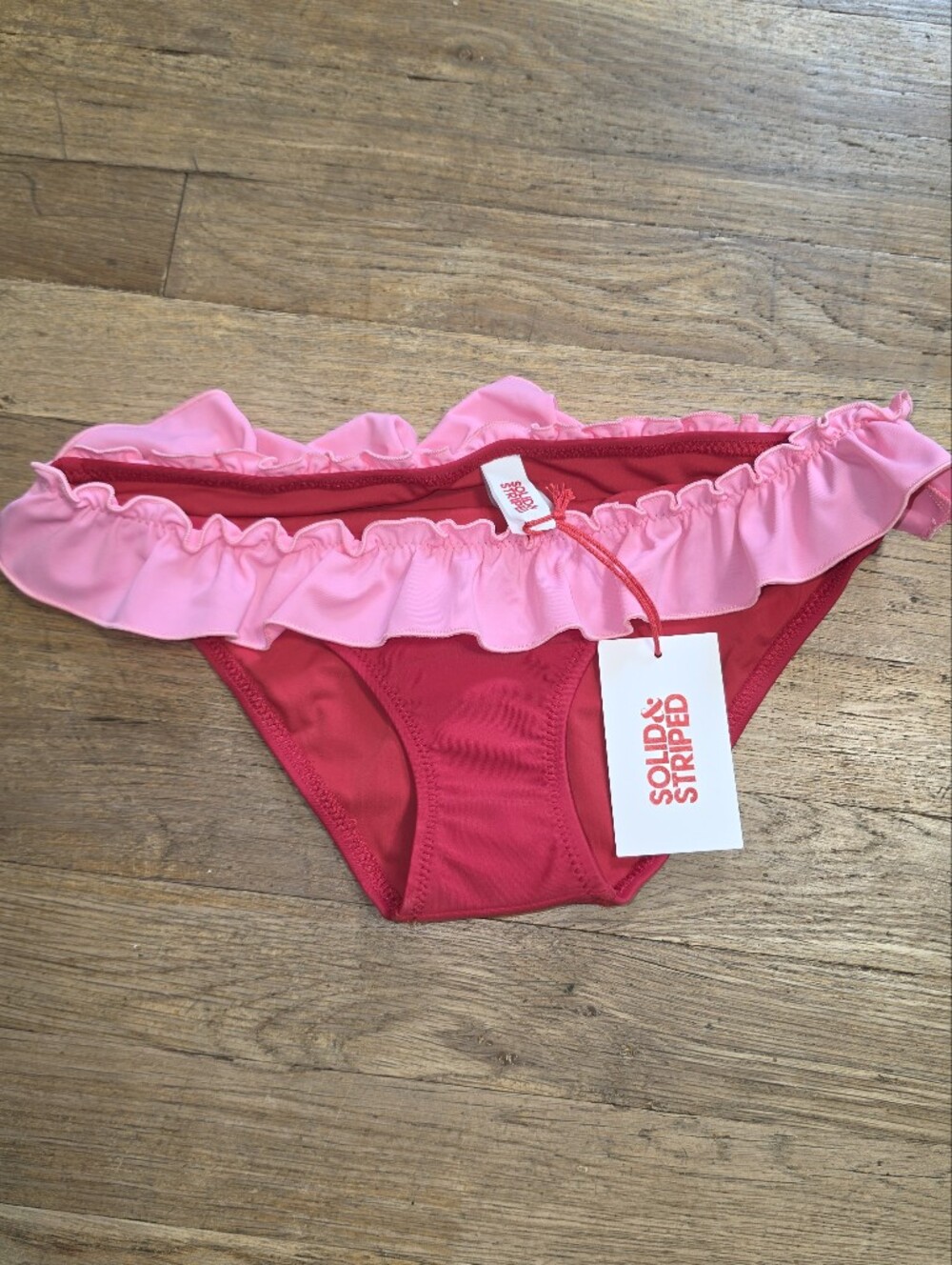 SOLID & STRIPED two-tone pink ruffle bikini bottoms